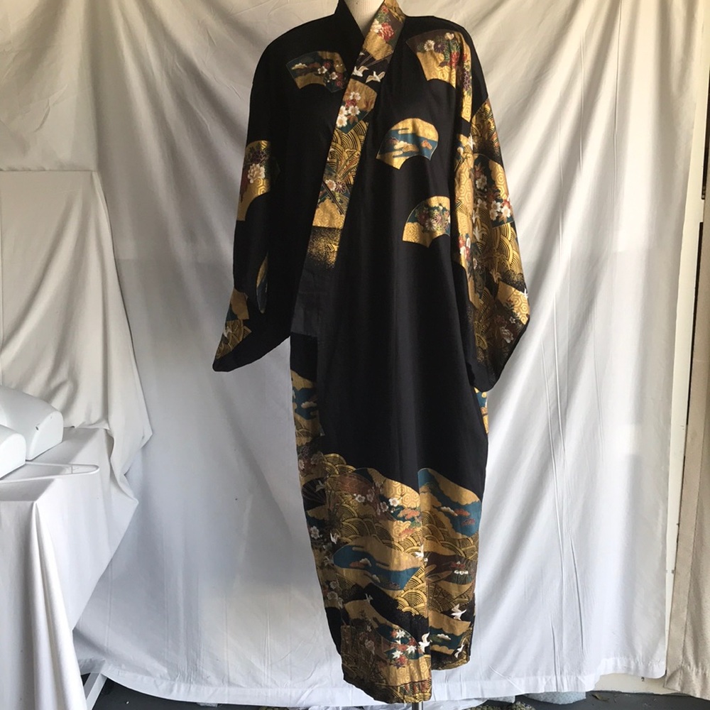 FP black / gold  cotton kimono with belt Sz M NWOT